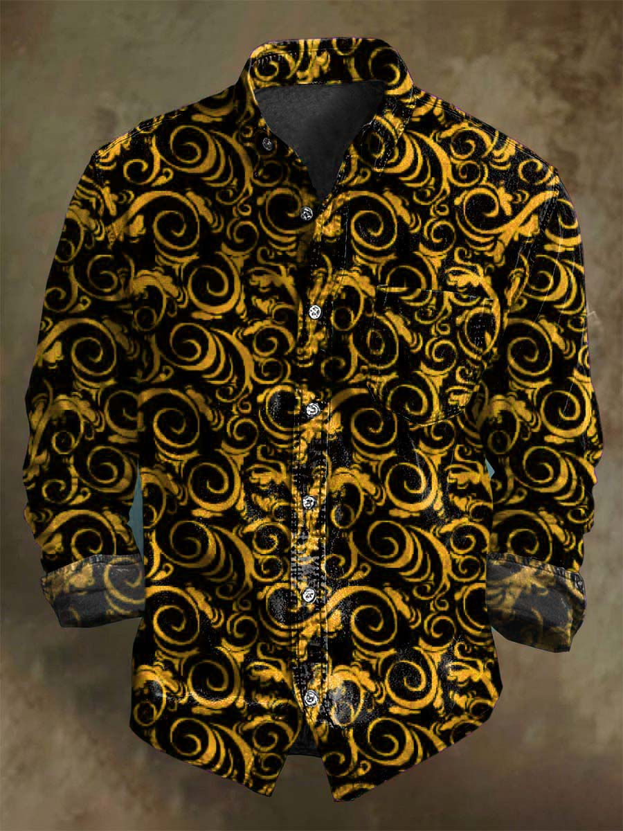 Chemise décontractée à manches longues au motif vintage