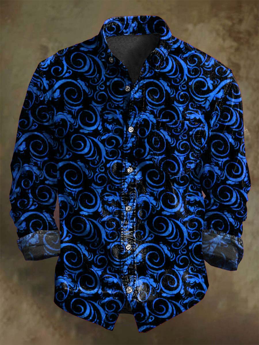 Chemise décontractée à manches longues au motif vintage