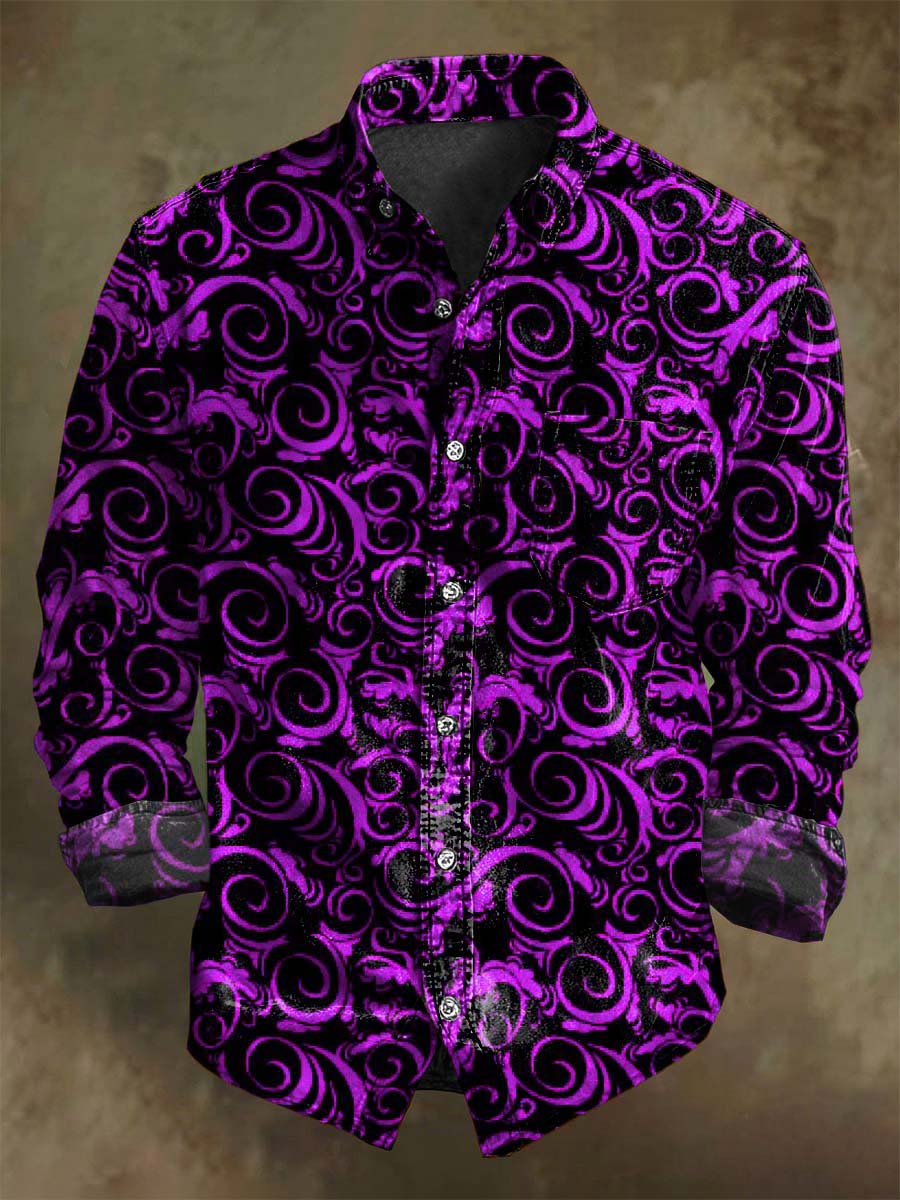 Chemise décontractée à manches longues au motif vintage