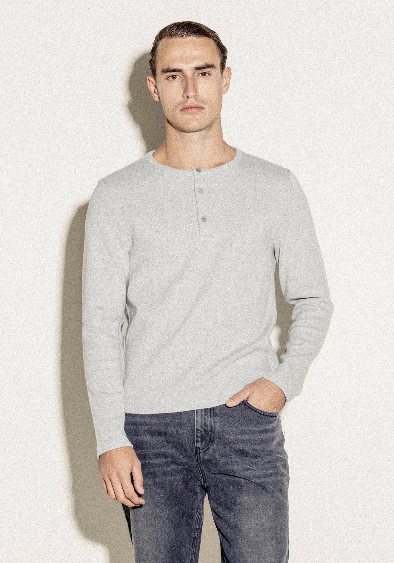 Chemise Henley Côtelée | Marron Foncé