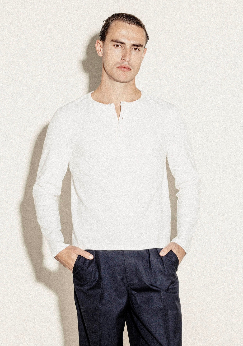 Chemise Henley Côtelée | Marron Foncé