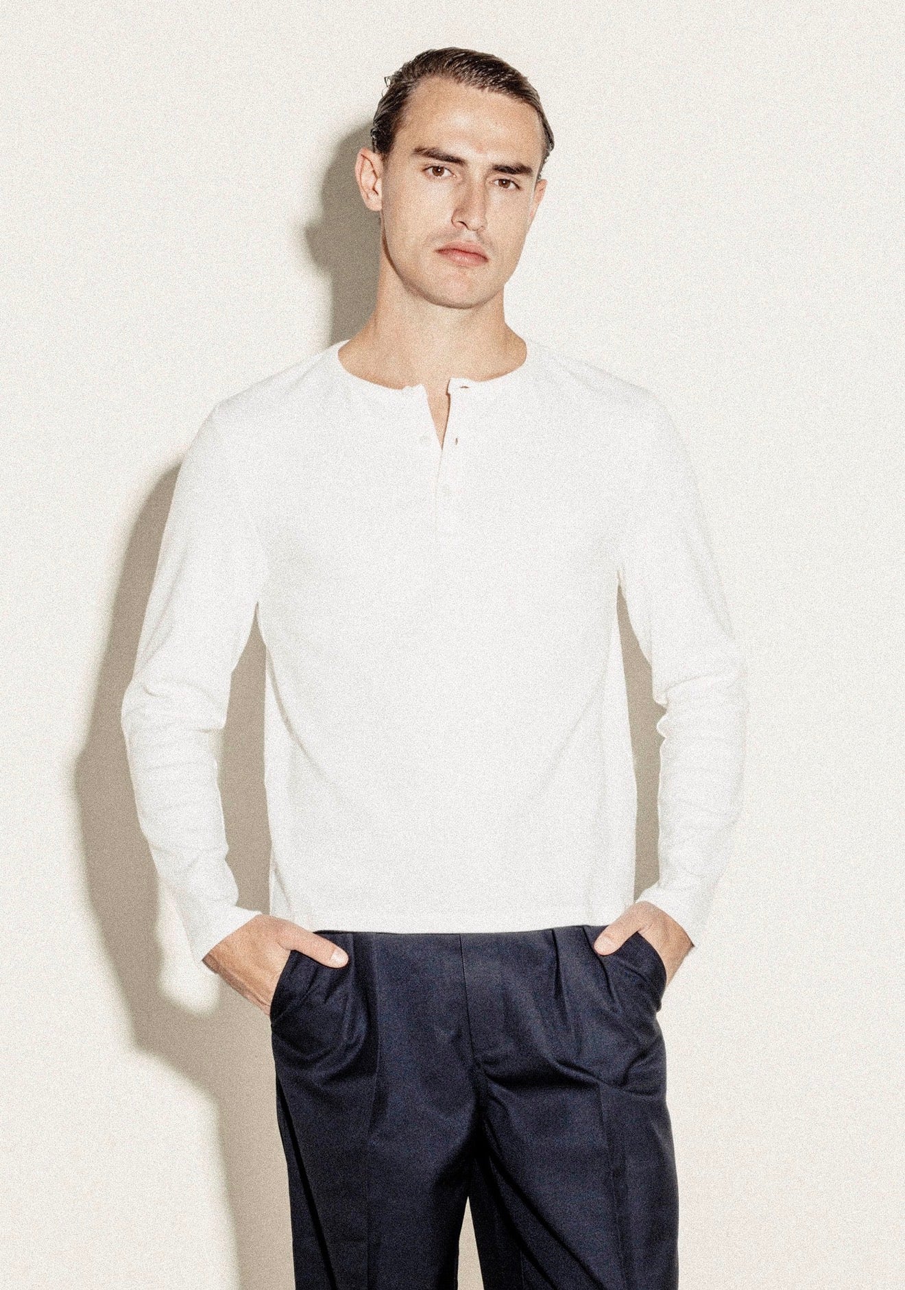 Chemise Henley Côtelée | Marron Foncé