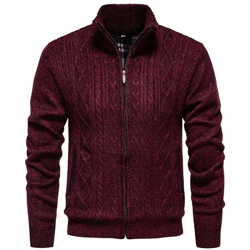 Cardigan en polaire épaisse Jean - Idéal pour l'automne et l'hiver, avec fermeture éclair torsadée pour un style décontracté et chaleureux.