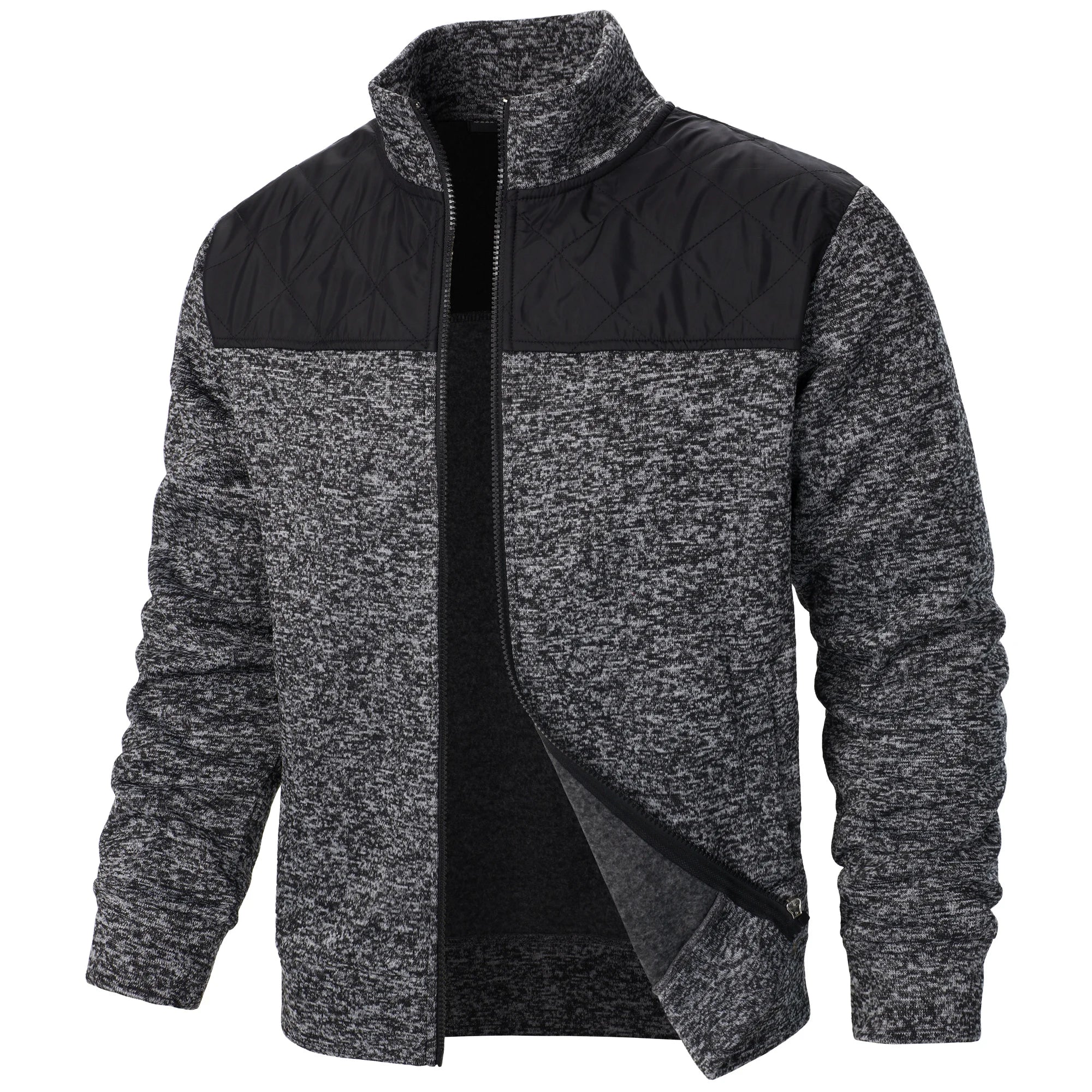 Henri – Manteau Rayé en Tricot avec Col Montant et Zip