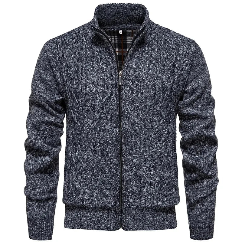 Cardigan en polaire épaisse Jean - Idéal pour l'automne et l'hiver, avec fermeture éclair torsadée pour un style décontracté et chaleureux.