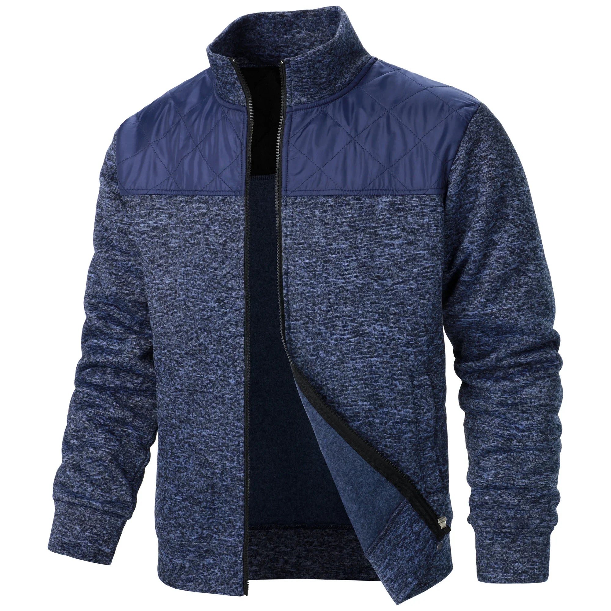 Henri – Manteau Rayé en Tricot avec Col Montant et Zip