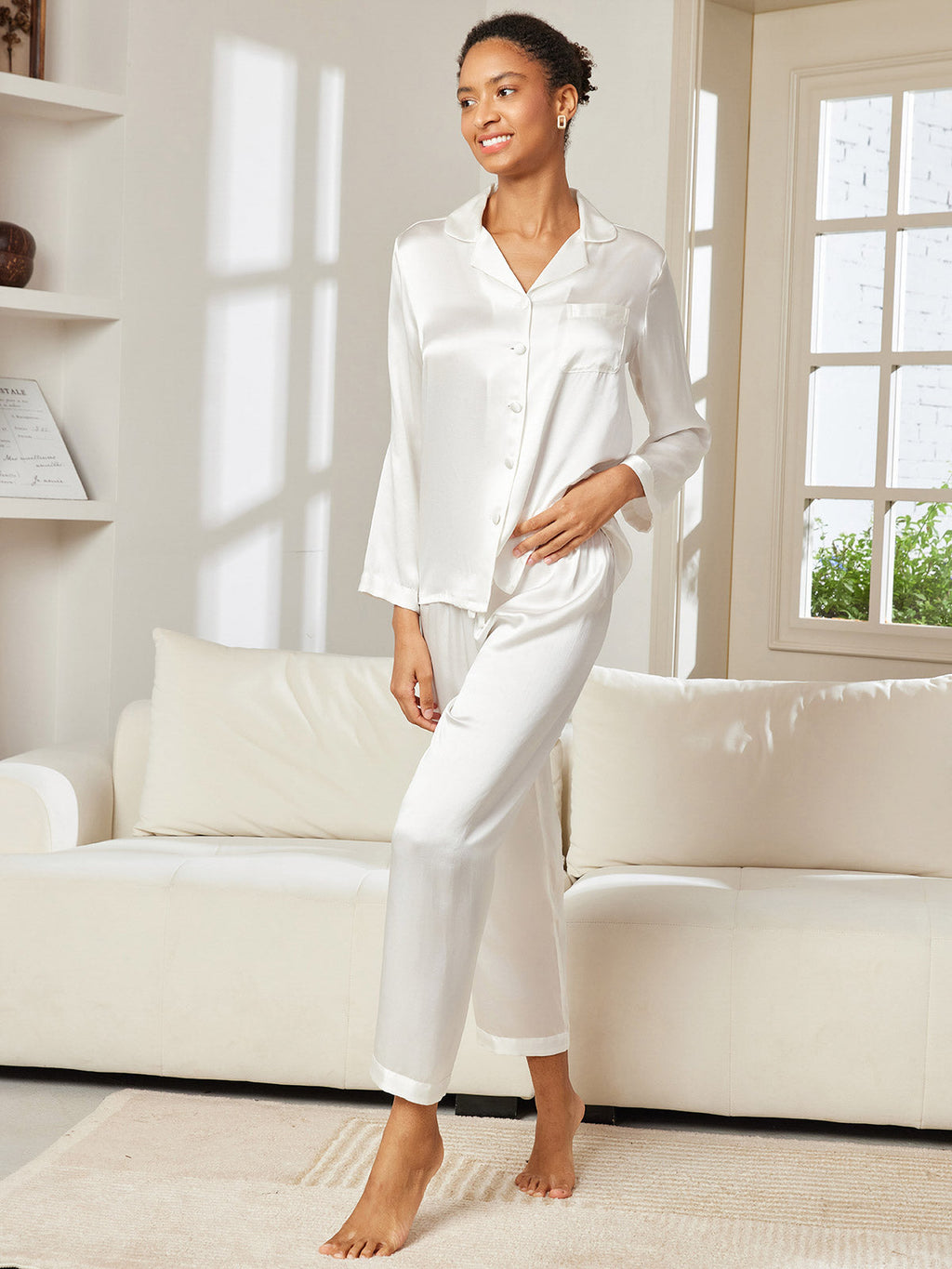 Pyjama Femme en Pure Soie avec Boutons