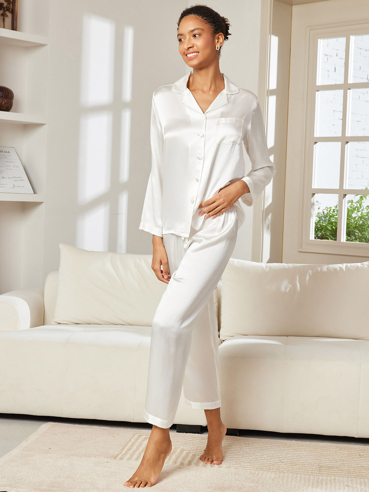 Pyjama Femme en Pure Soie avec Boutons