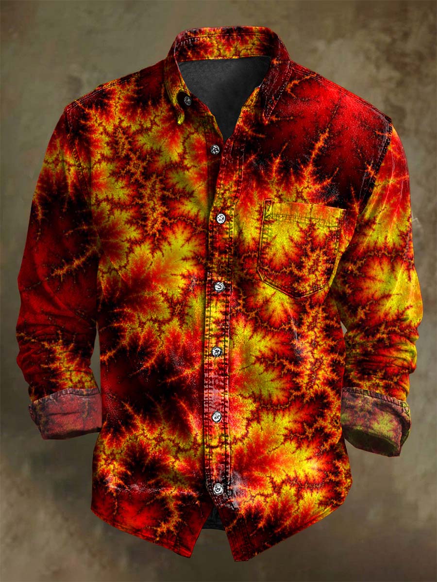 Chemise Décontractée à Manches Longues avec Imprimé Abstrait