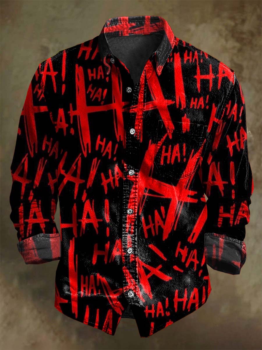 Chemise Halloween Imprimée Décontractée à Manches Longues