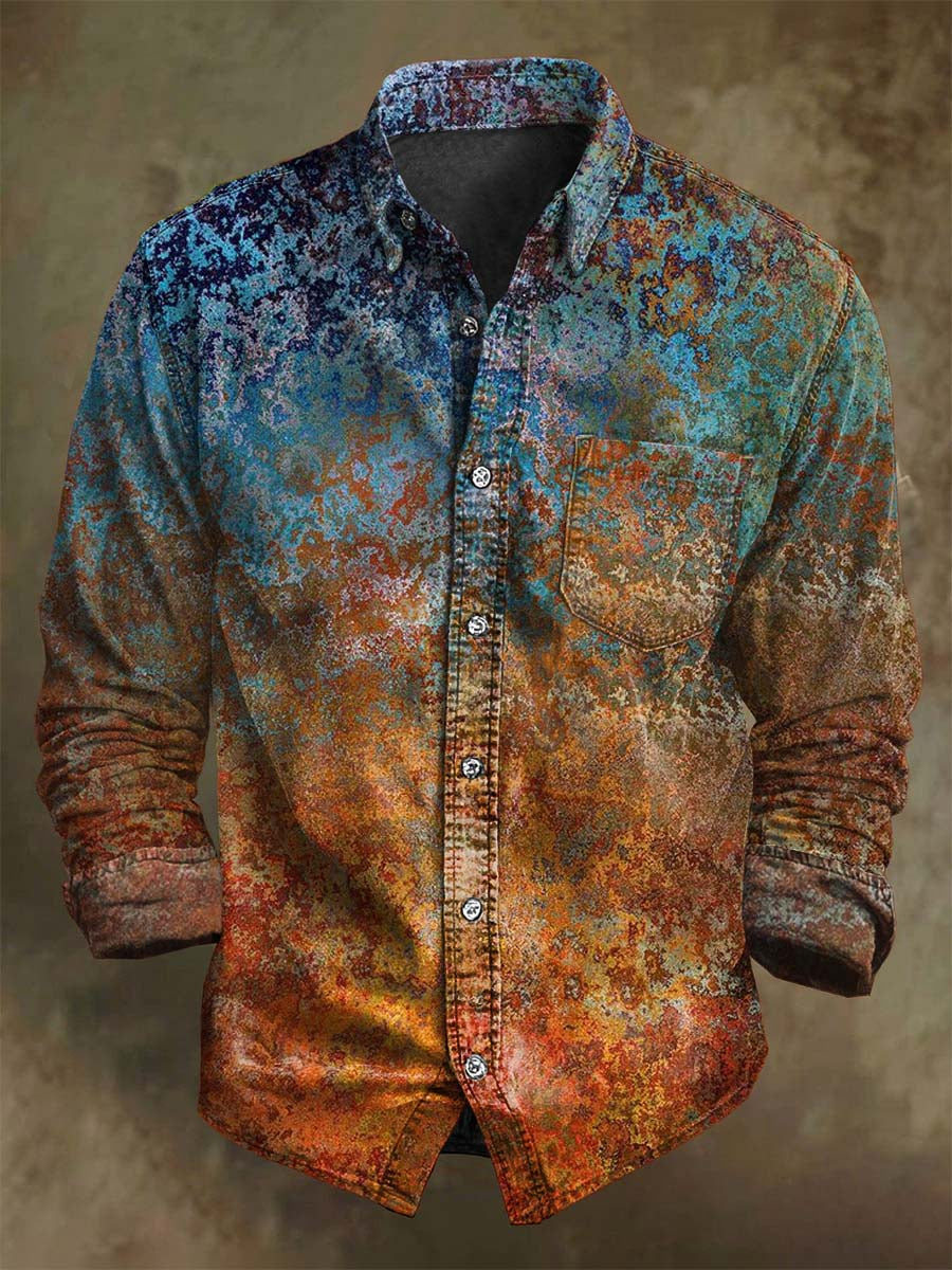 T-shirt Décontracté à Manches Longues avec Imprimé Abstrait Color Clash