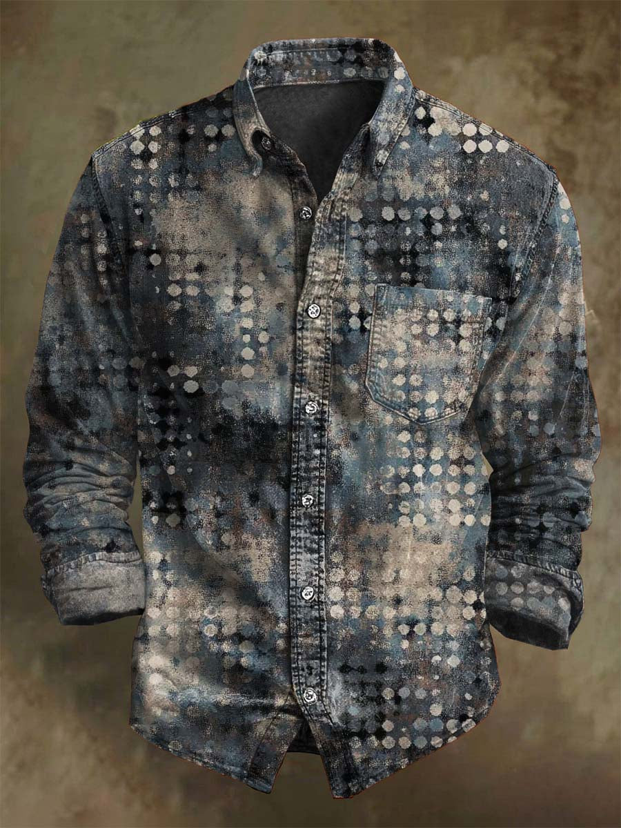 Chemise Longue à Manches avec Imprimé Abstrait à Pois Dégradés