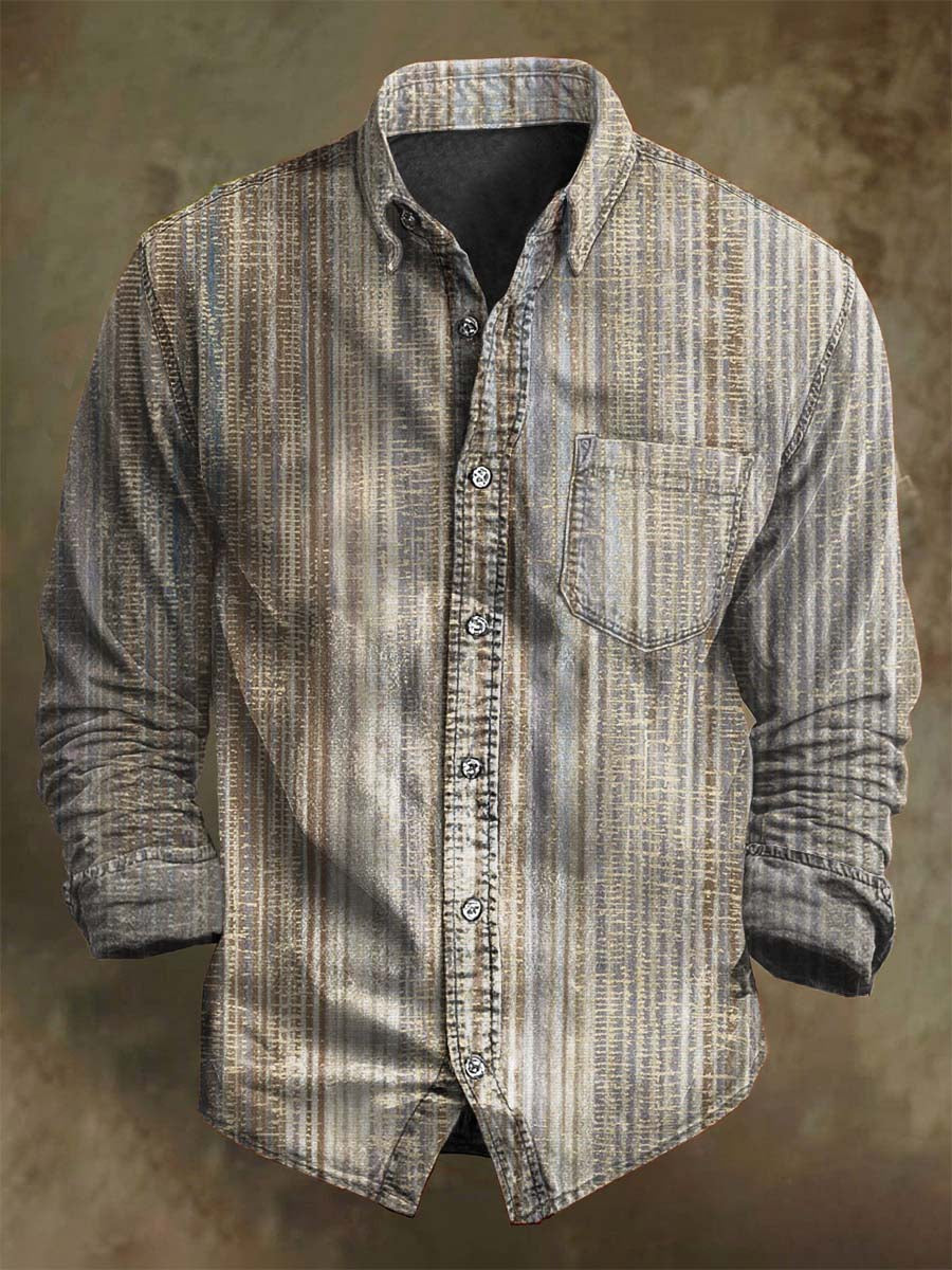 Chemise vintage à rayures colorées et manches longues