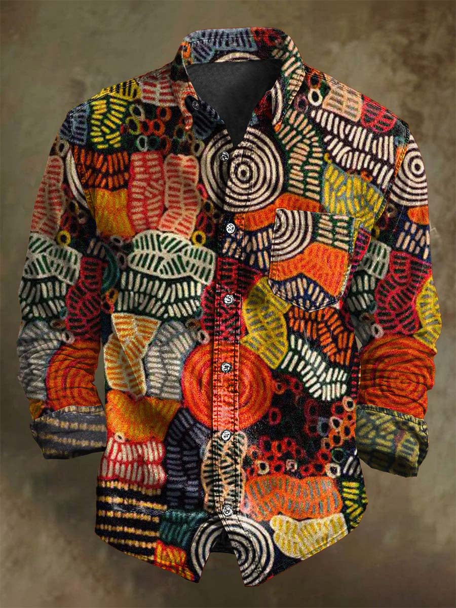 T-shirt long à manches avec motif abstrait vintage