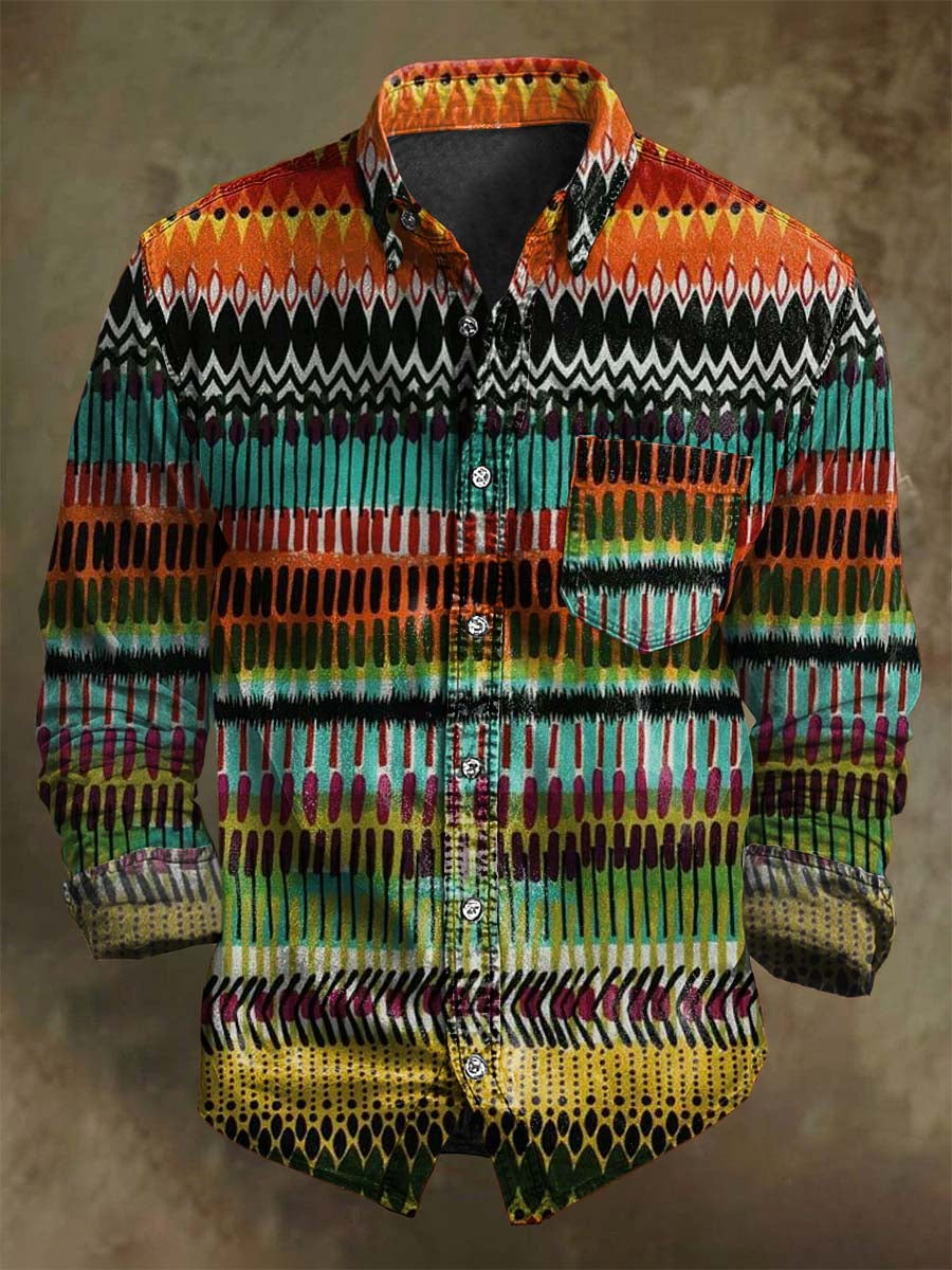 Chemise décontractée à rayures vintage abstraites