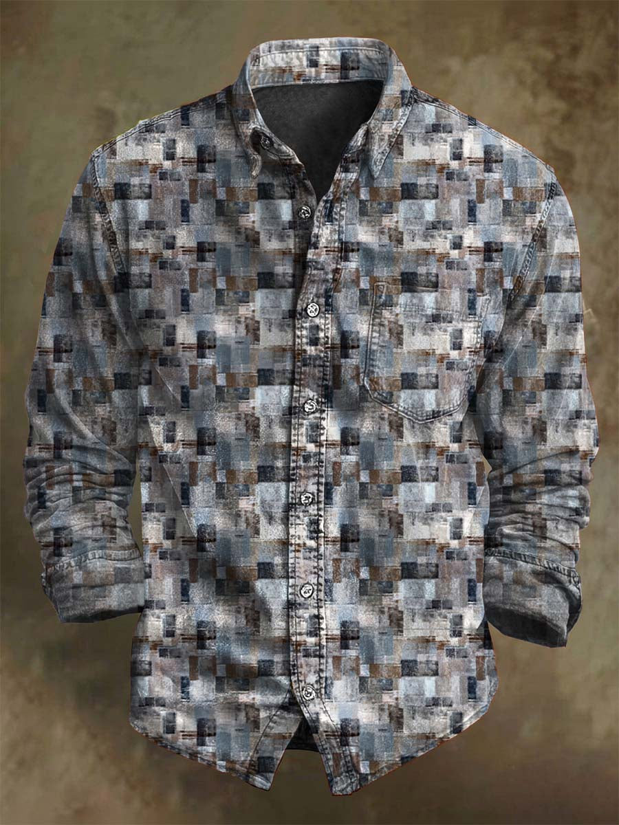 Chemise à manches longues en tartan vintage, style décontracté