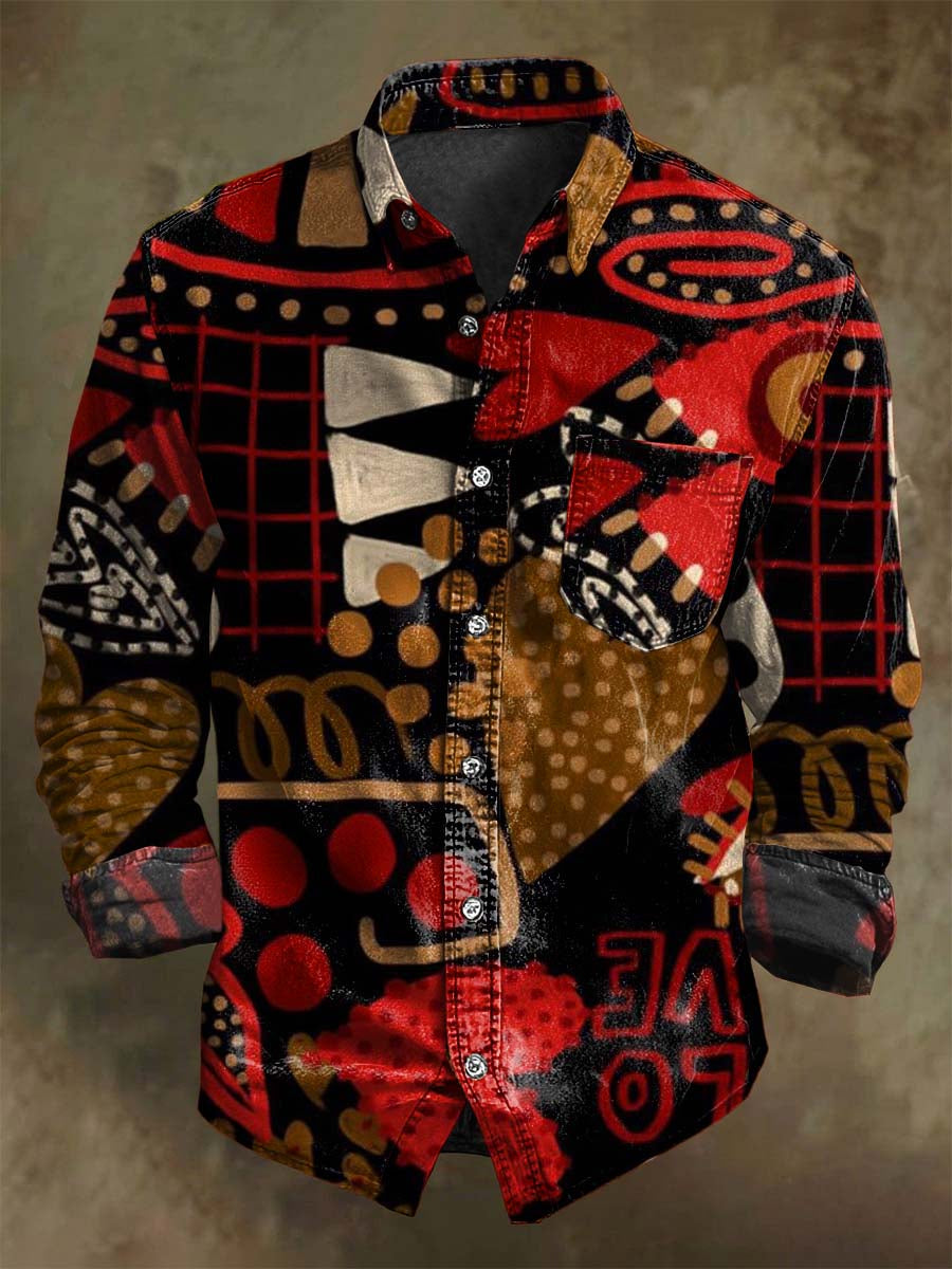 Chemise Longue à Manches Imprimée d'Inspiration Abstraite Mystique