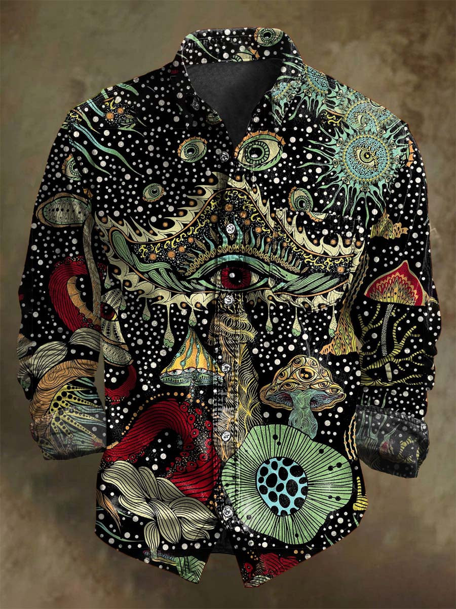 Chemise décontractée à manches longues avec motif de champignon noir pour Halloween