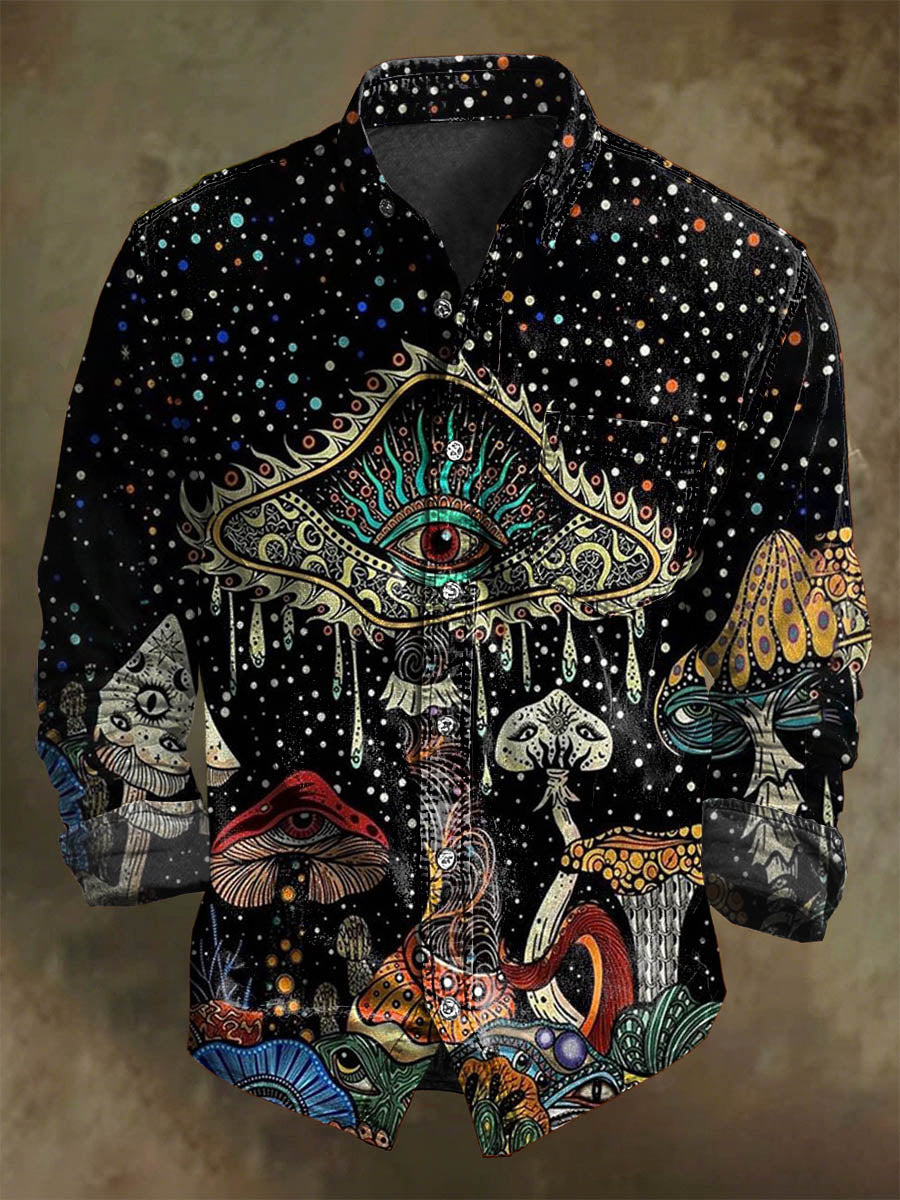 Chemise décontractée à manches longues avec motif de champignon Halloween