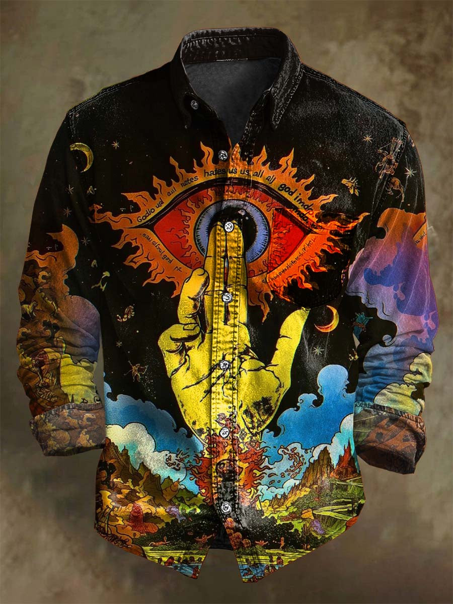 Chemise Longue à Manches avec Imprimé Halloween Yeux Sombres