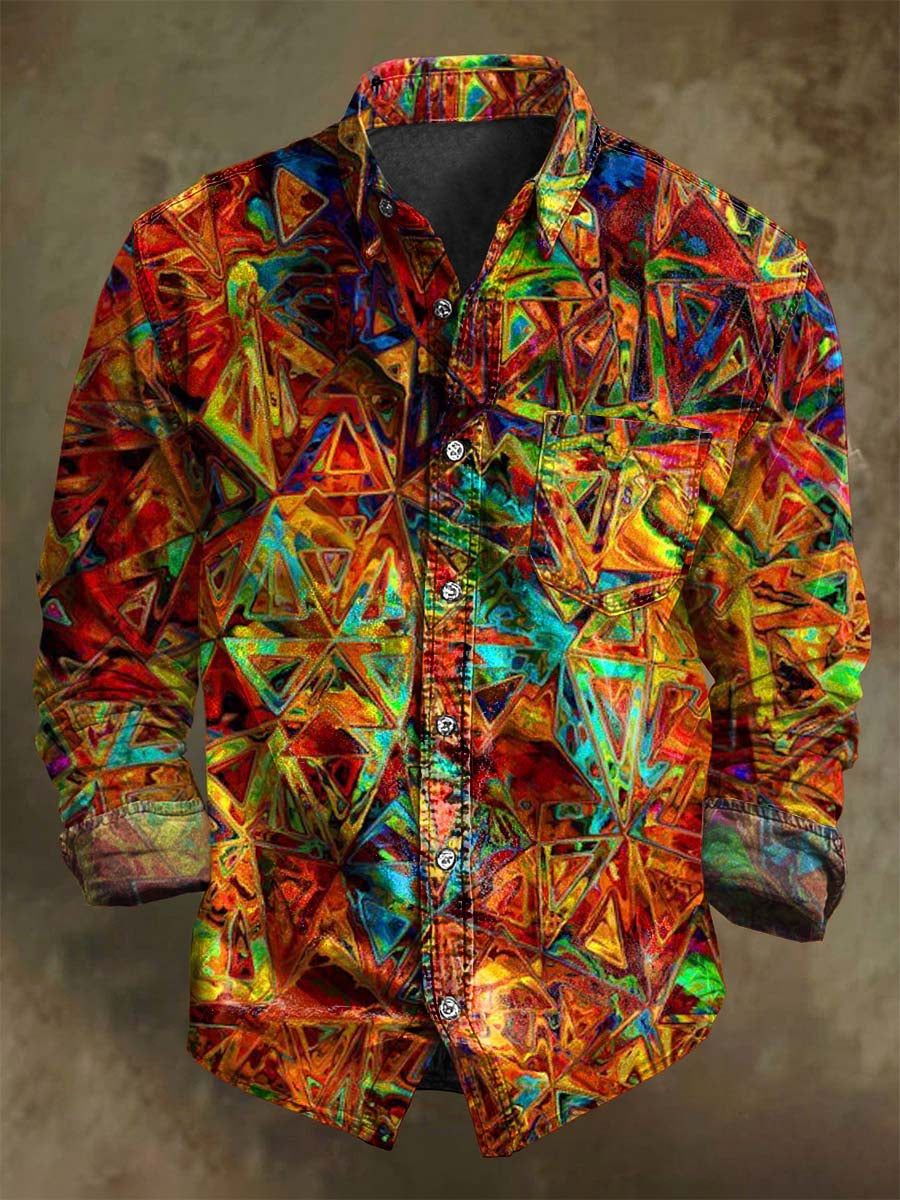 Chemise Décontractée à Manches Longues avec Imprimé Abstrait en Couleurs