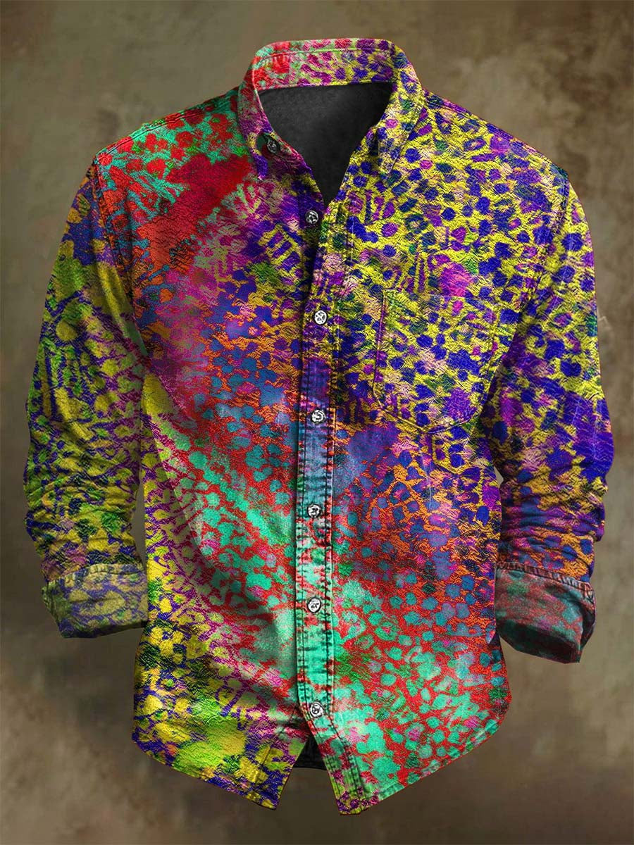 T-shirt long à manches avec motif artistique abstrait en peinture à l'huile