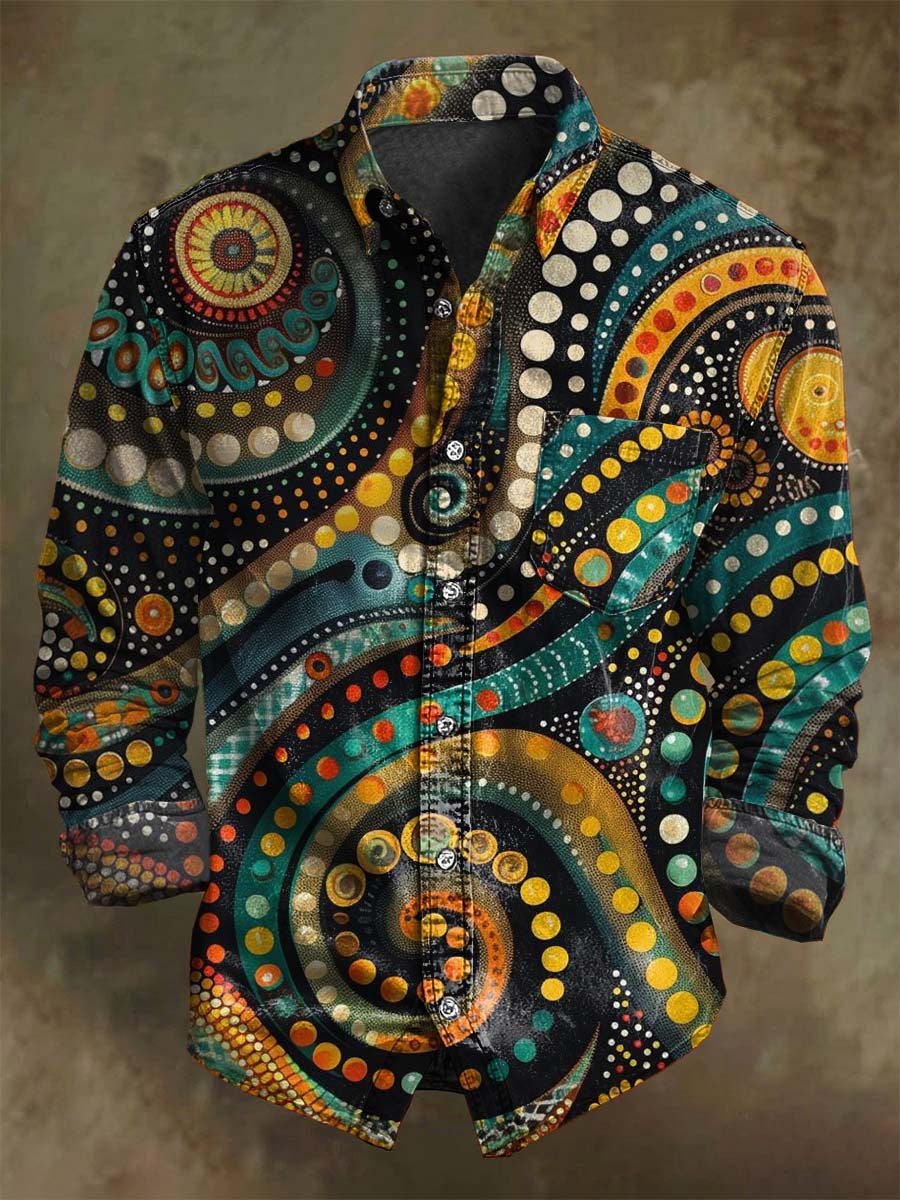 Chemise décontractée à manches longues avec motif à pois coloré