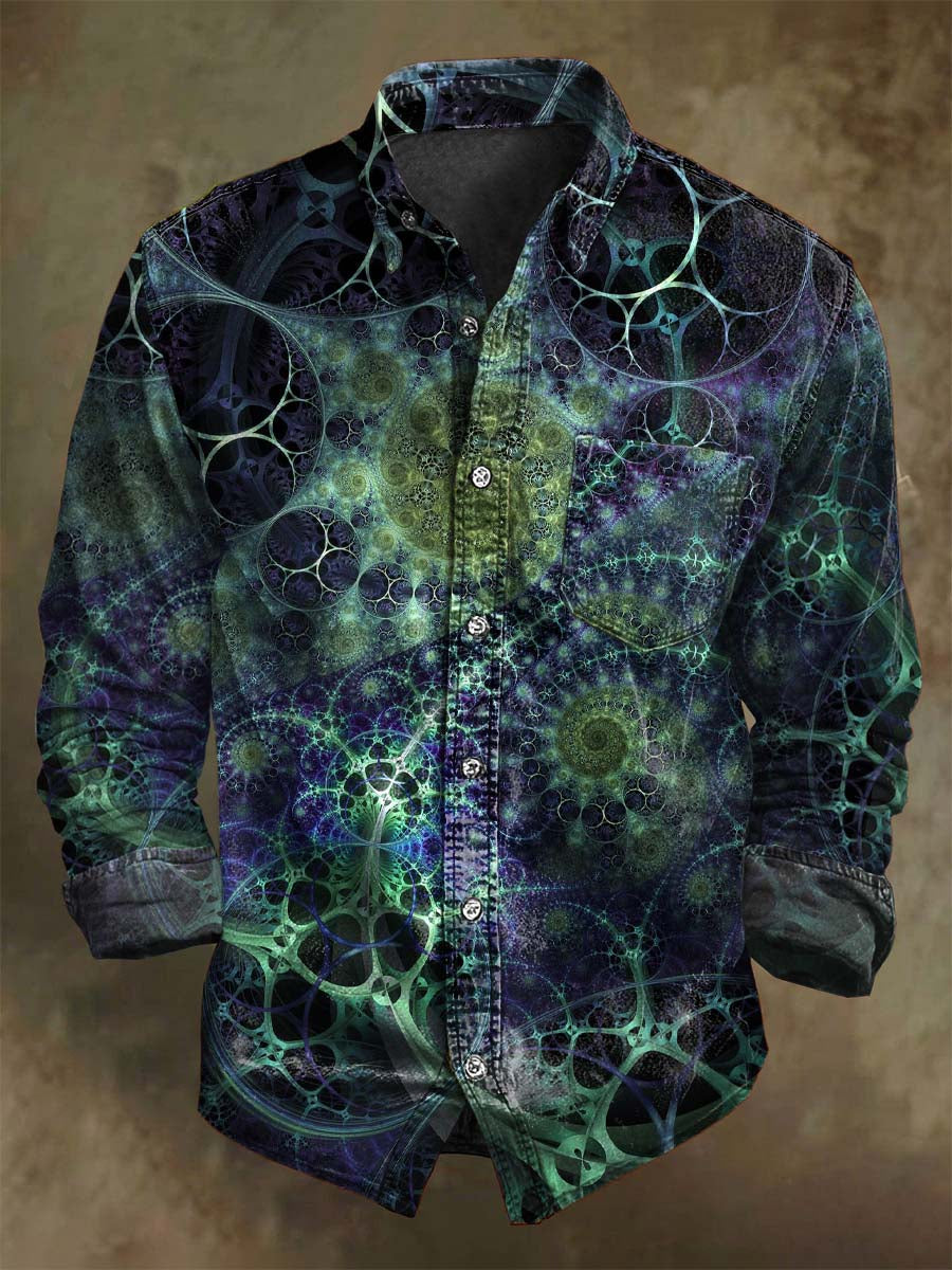 T-shirt à manches longues avec impression d'art abstrait décontracté