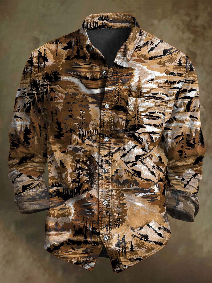 Chemise décontractée à manches longues avec motif camouflage neige