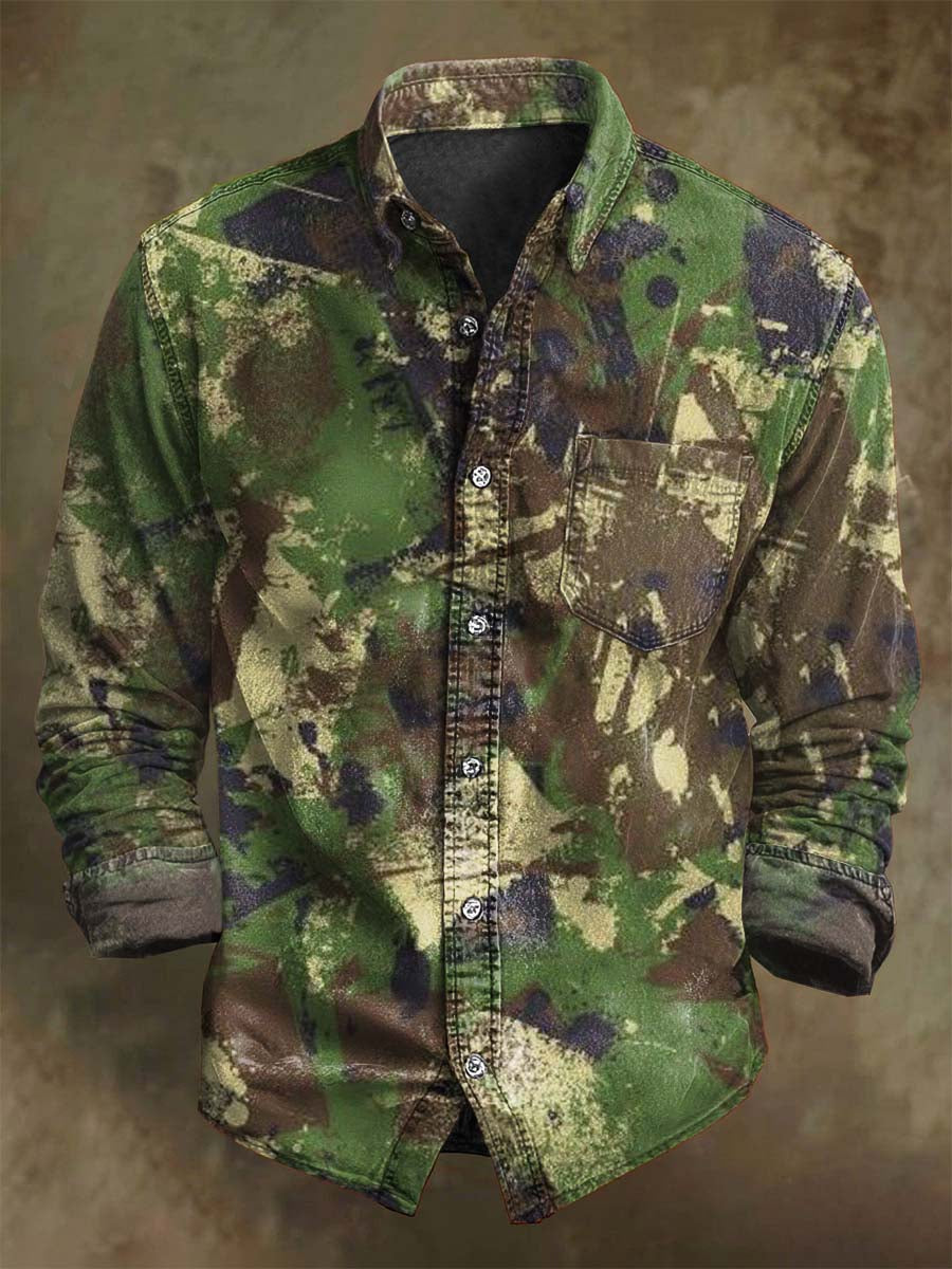 Chemise Longue à Imprimé Camouflage Abstrait