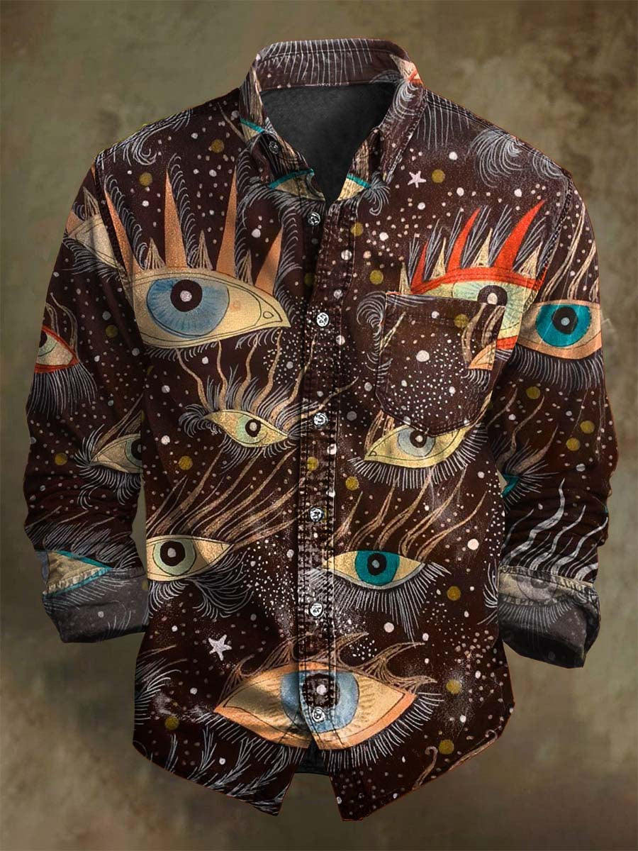 Chemise Longue à Manches avec Imprimé Abstrait Vintage Décontracté