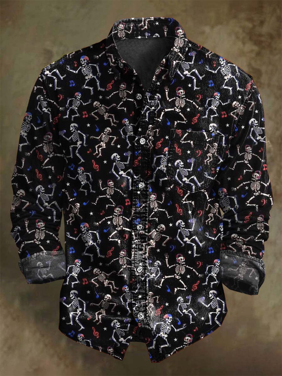 Chemise à manches longues avec motif de squelette dansant pour Halloween